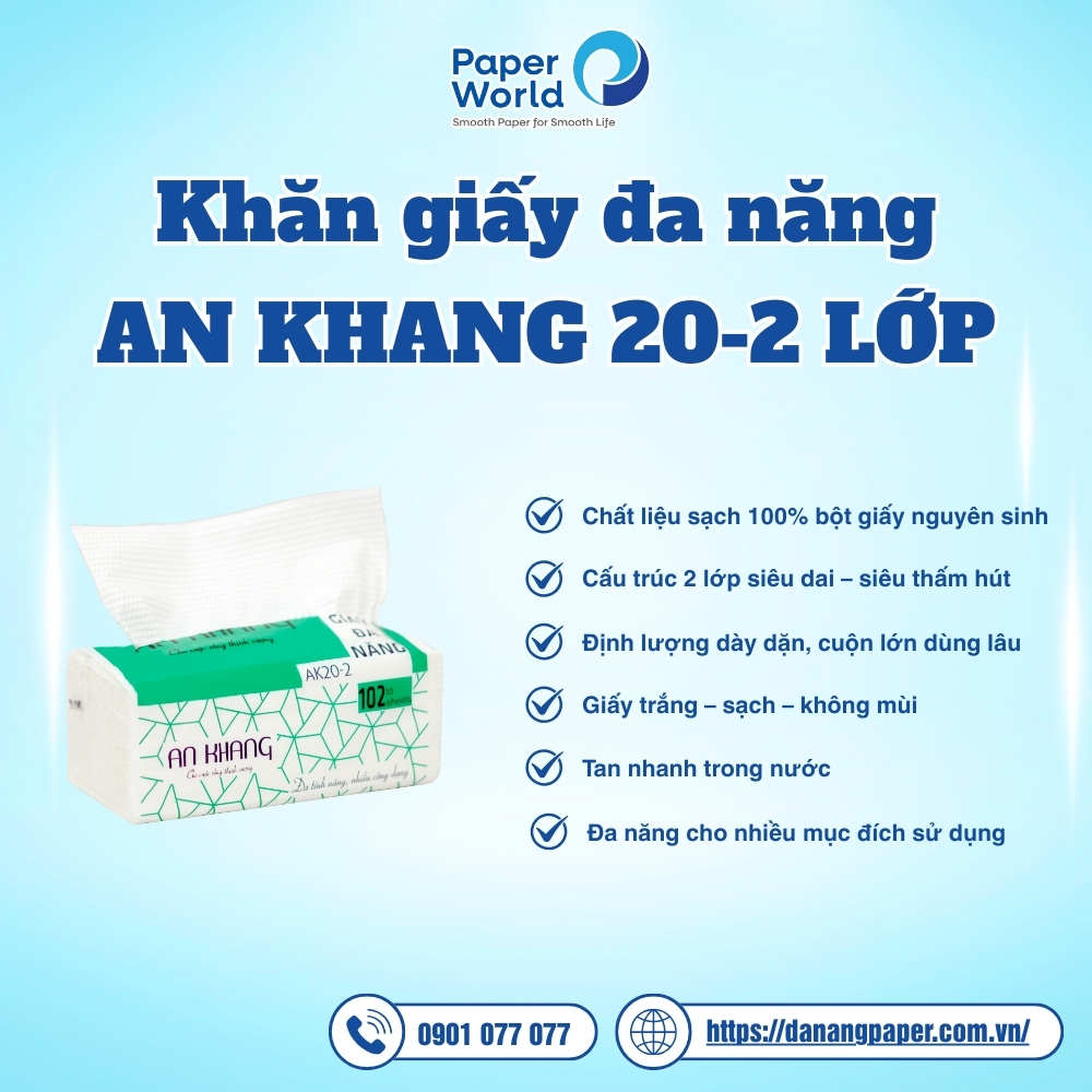 Đặc điểm của khăn giấy đa năng An Khang 20-2 lớp