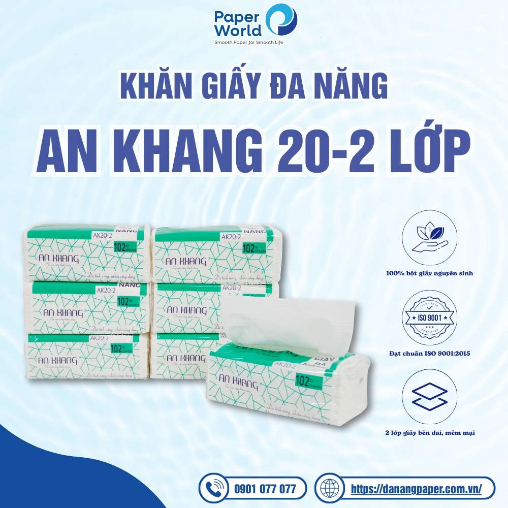 Khăn giấy đa năng An Khang 20-2 lớp Khăn giấy đa năng An Khang 20-2 lớp