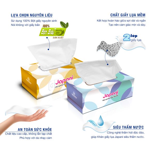 Hộp khăn giấy lụa Japani tiêu chuẩn Nhật Bản