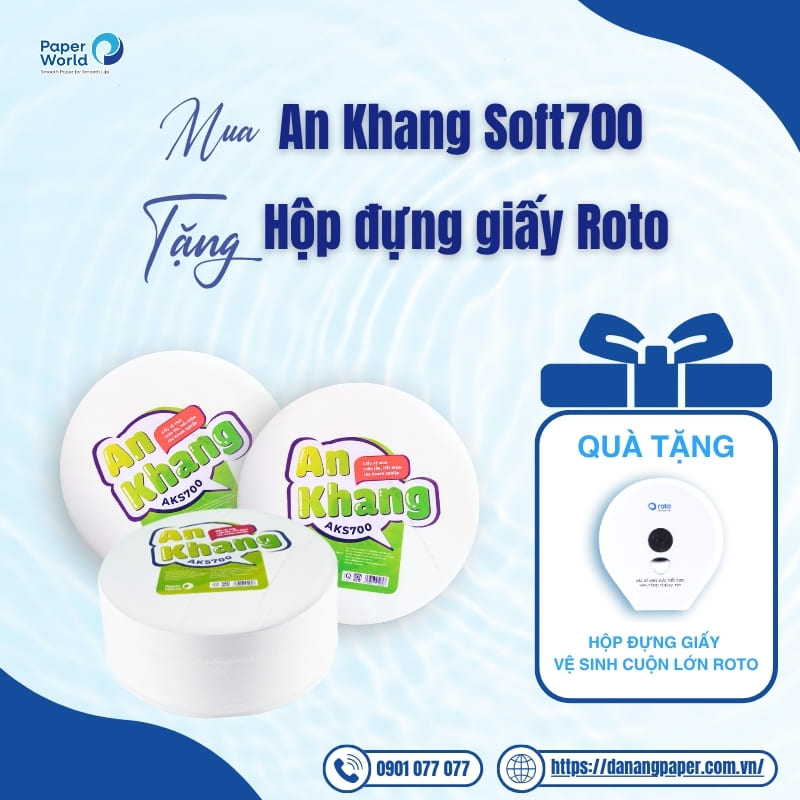 ưu đãi độc quyền khi mua giấy vệ sinh cuộn lớn an khang soft700 tại thế giới giấy