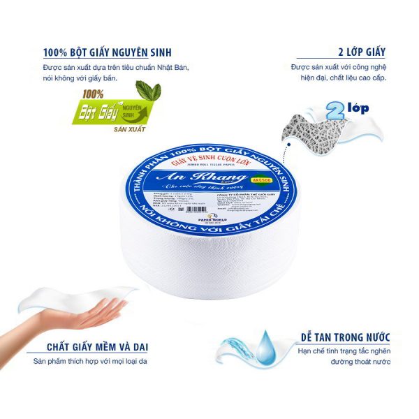 Đặc điểm giấy vệ sinh cuộn lớn AKC500
