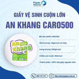 Thông tin sản phẩm Giấy vệ sinh cuộn lớn An Khang Caro500