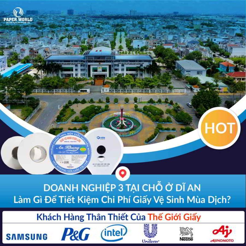 Trợ giá 30% chi phí giấy vệ sinh công nghiệp tại Dĩ An cho các doanh nghiệp hoạt động mùa dịch