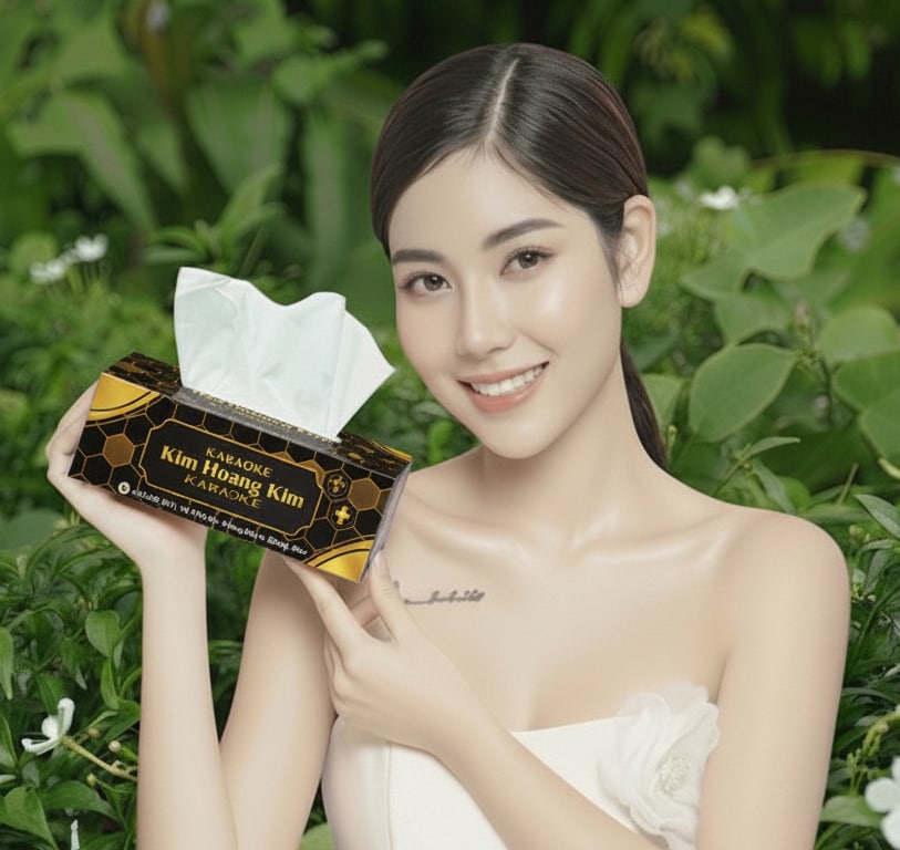 Gia công Hộp khăn giấy in logo thương hiệu quán karaoke làm quà tặng khách hàng