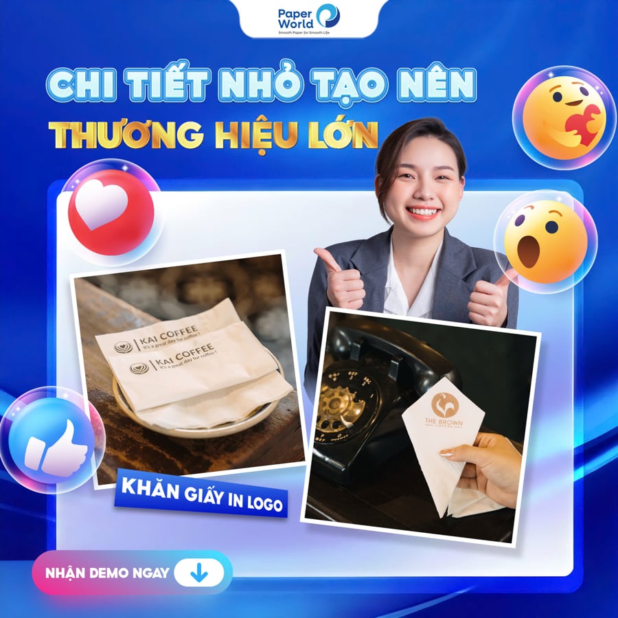 In logo trên khăn giấy là chi tiết nhỏ tạo nên thương hiệu lớn