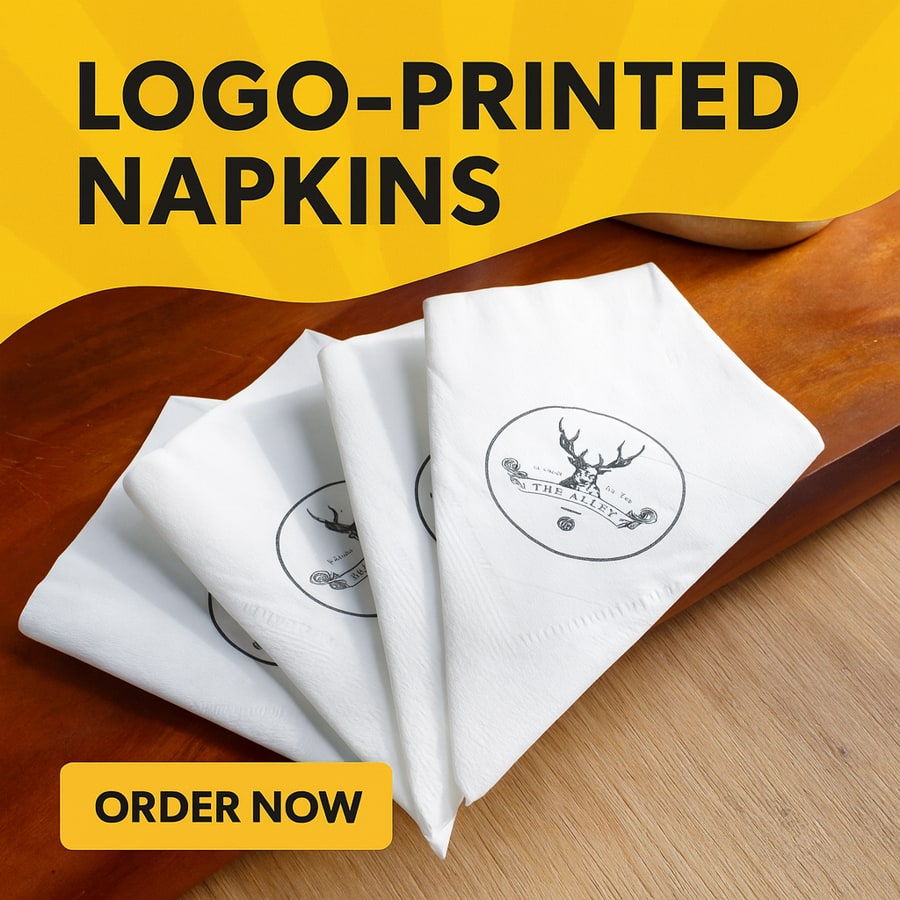 Cung cấp khăn giấy in logo tại Đà Nẵng cho thương hiệu trà sữa The Alley