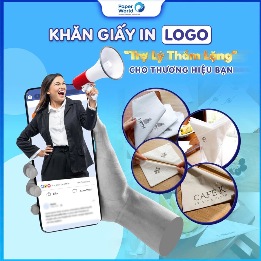 Khăn giấy in logo trợ lý thầm lặng cho đơn vị của bạn