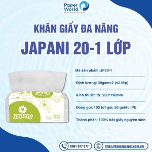 Thông tin sản phẩm khăn giấy đa năng Japani 20-1 lớp