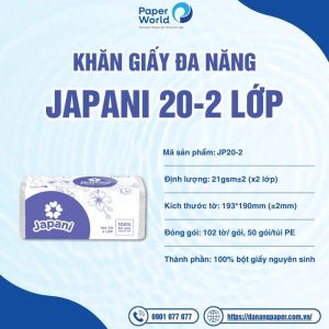 Thông tin sản phẩm khăn giấy đa năng Japani 20-2 lớp