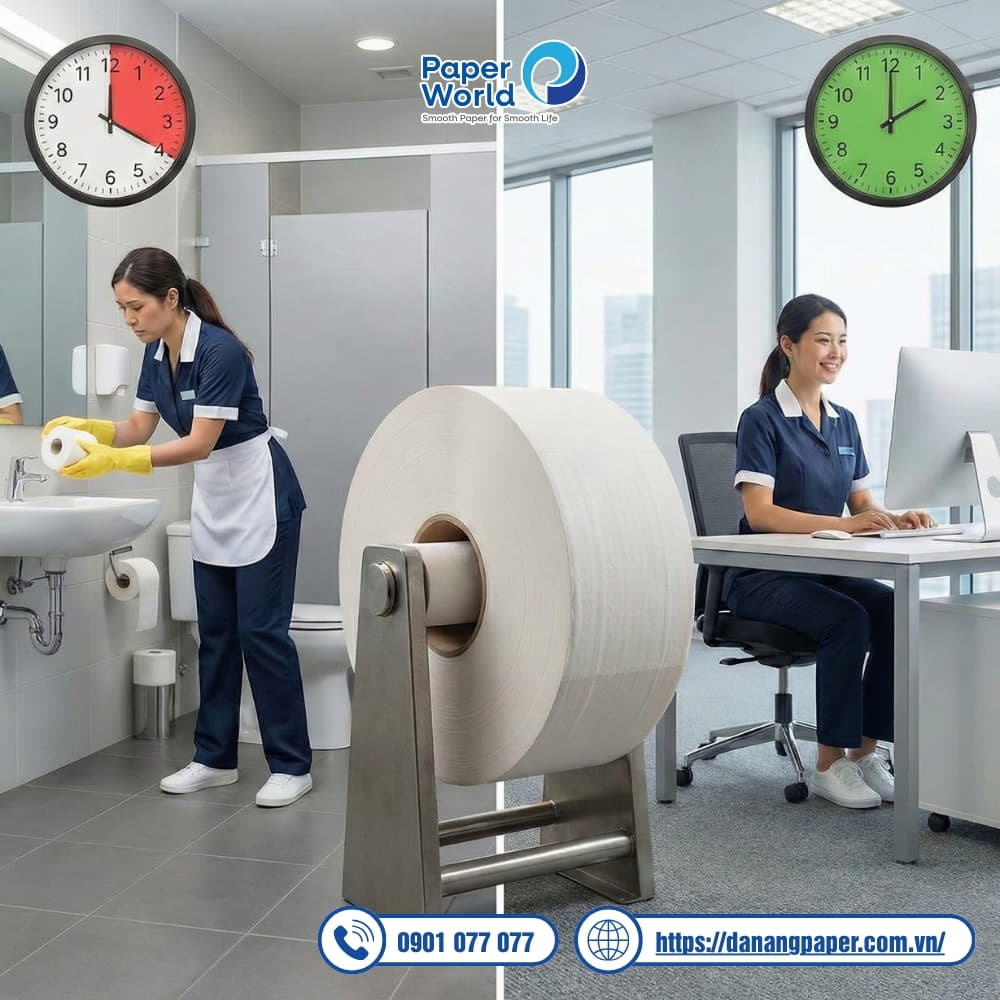 Giấy cuộn lớn giúp tiết kiệm thời gian và nhân công