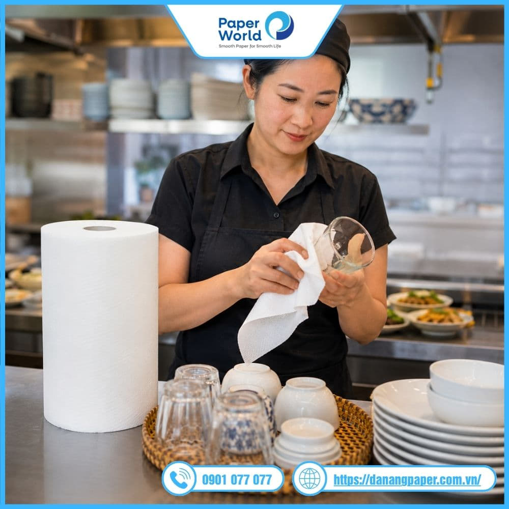 Lau khô ly bằng giấy cuộn đa năng