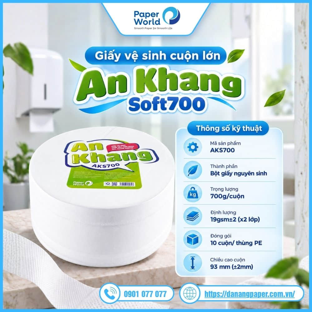 Giấy vệ sinh cuộn lớn An Khang Soft700