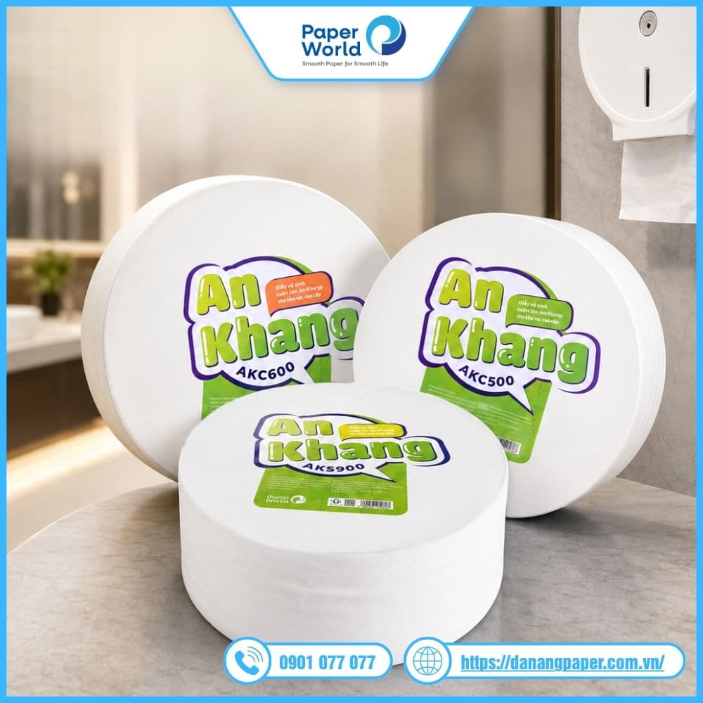 Giấy vệ sinh cuộn lớn An Khang