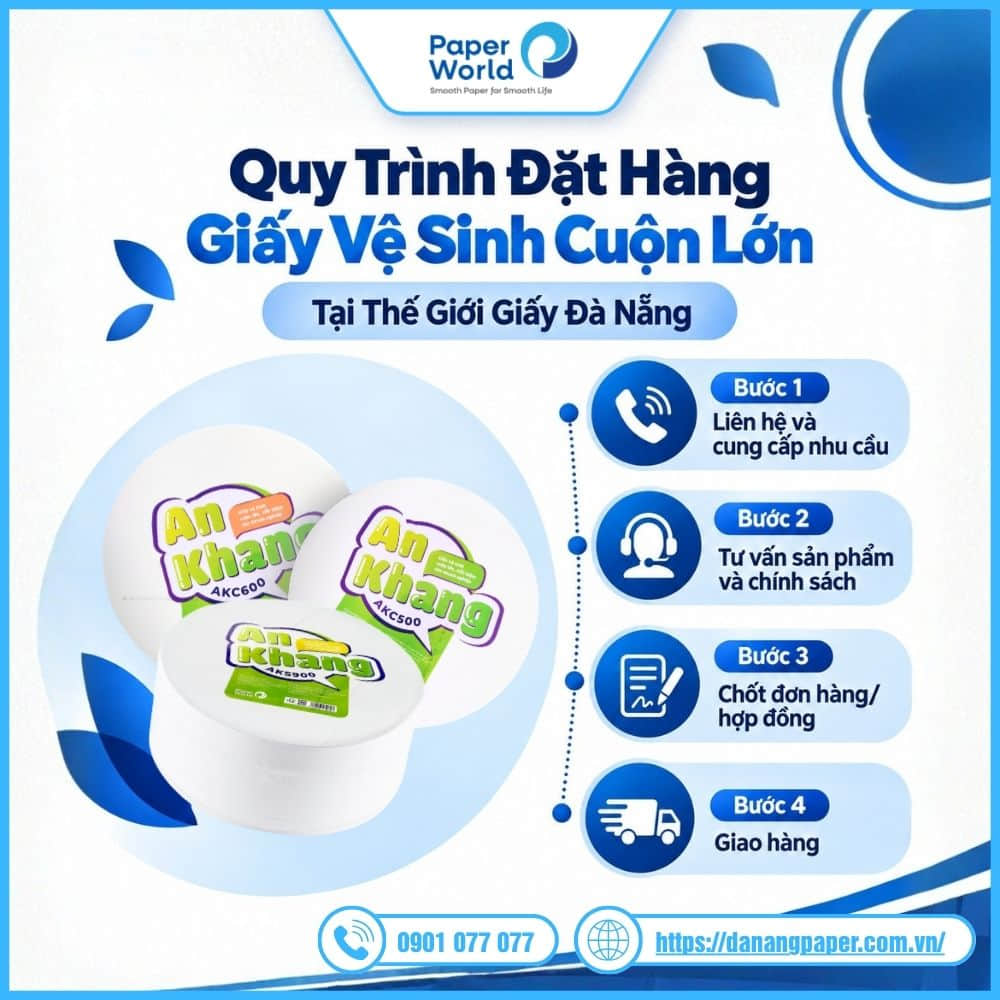 Quy trình đặt giấy vệ sinh cuộn lớn tại TGG Đà Nẵng